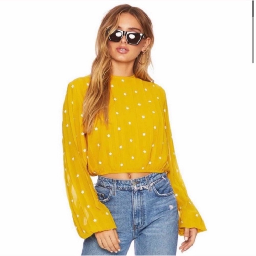 NEW Beach Riot Maddy Yellow Daisy Blouse Top - Picture 3 of 9